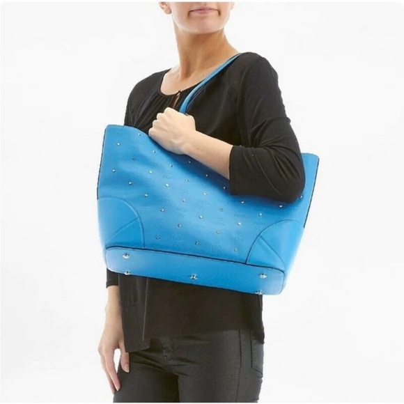 EUC MCM Studded Claudia Red Coated Canvas and Leather Tote - Picture 10 of 10